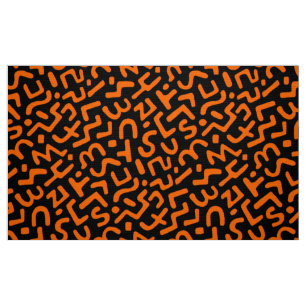 Abstract Pattern 170822 - Orange on Black Fabric