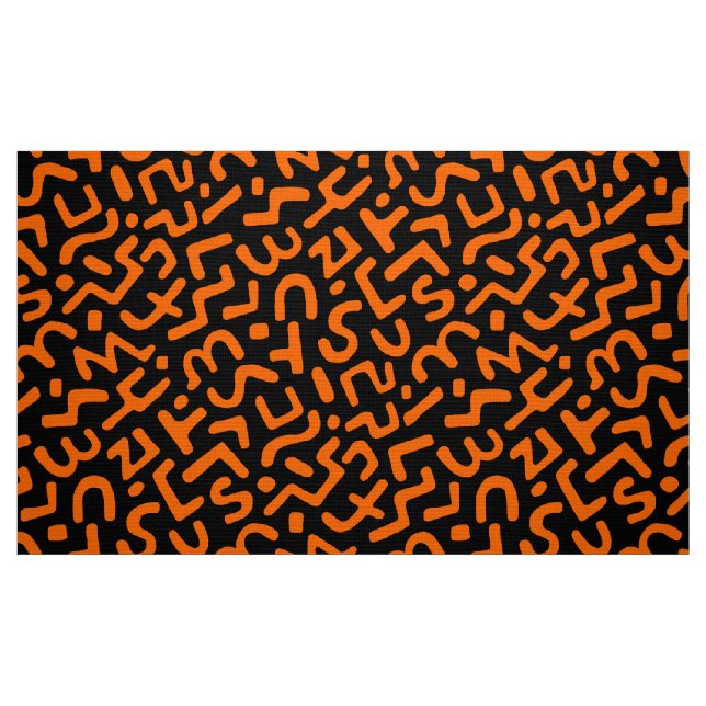 Abstract Pattern 170822 - Orange on Black Fabric (Fat Quarter)