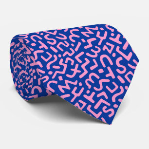Abstract Pattern 170822 - Pink on Navy Blue Tie