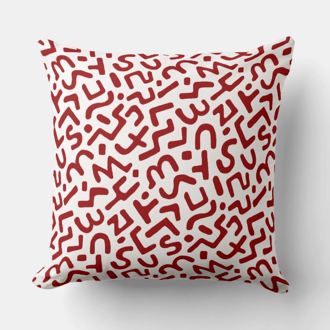 Abstract Pattern 170822 - Ruby Red on White Cushion (Front)