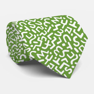 Abstract Pattern 170822 - White on Avocado Green Tie