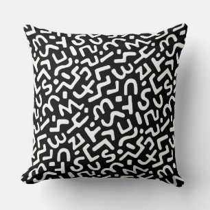 Abstract Pattern 170822 - White on Black Cushion