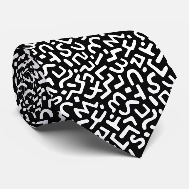 Abstract Pattern 170822 - White on Black Tie (Rolled)
