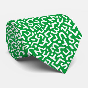 Abstract Pattern 170822 - White on Grass Green Tie