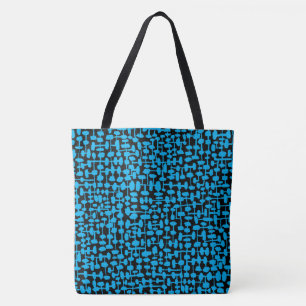 Abstract pattern 190621 Sky Blue and Black Tote Bag