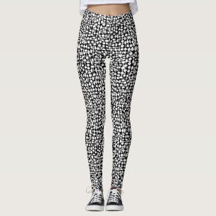 Abstract pattern 190621 White on Black Leggings