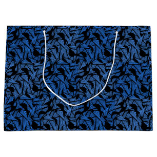 Abstract pattern 2 tones Blue.b Black BG Large Gift Bag