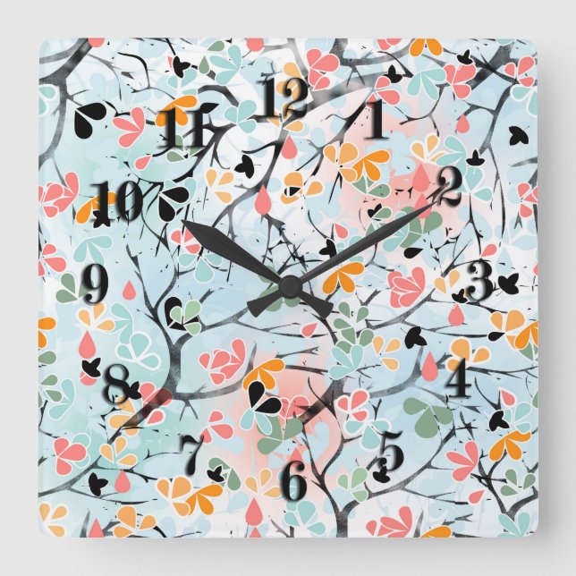 Abstract pattern  , autumn pattern square wall clock (Front)