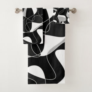 Abstract pattern - black and grey. bath towel set