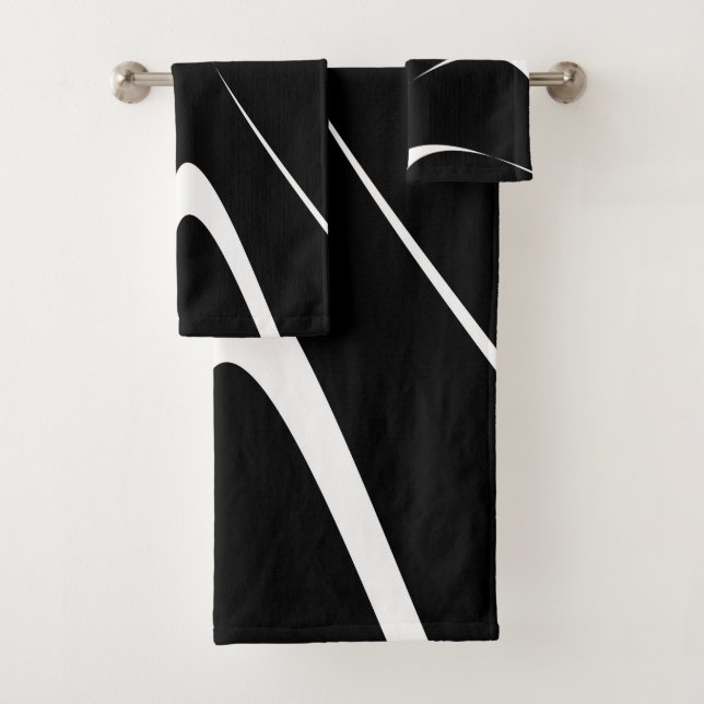 Abstract pattern - black and white. bath towel set (Insitu)