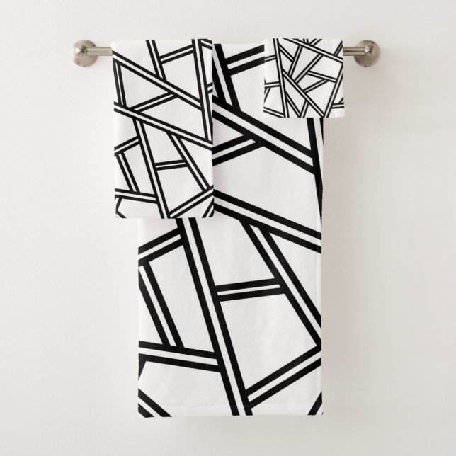Abstract pattern -  black and white bath towel set (Insitu)