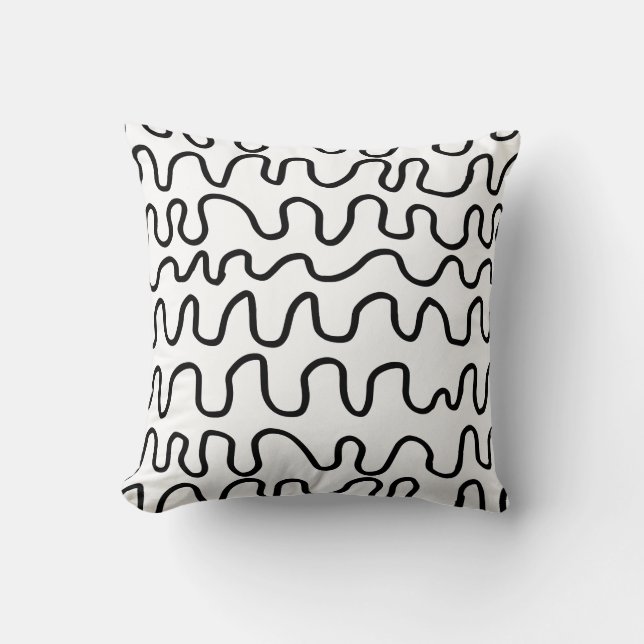 Abstract Pattern Black and White Cushion (Front)