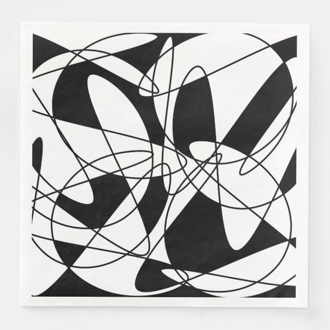 Abstract pattern - black and white napkin (Front)