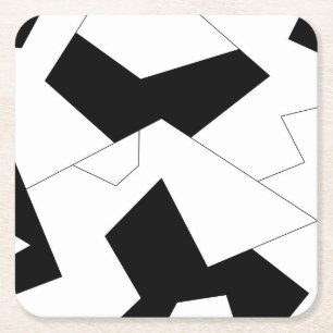 Abstract pattern - black and white square paper coaster