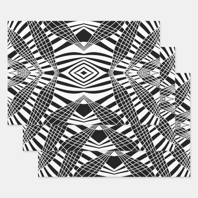 Abstract pattern - black and white. wrapping paper sheet (Set)