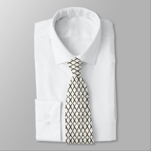 Abstract Pattern Black Beige Tie