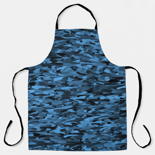 Abstract Pattern Blue Black Apron (Front)
