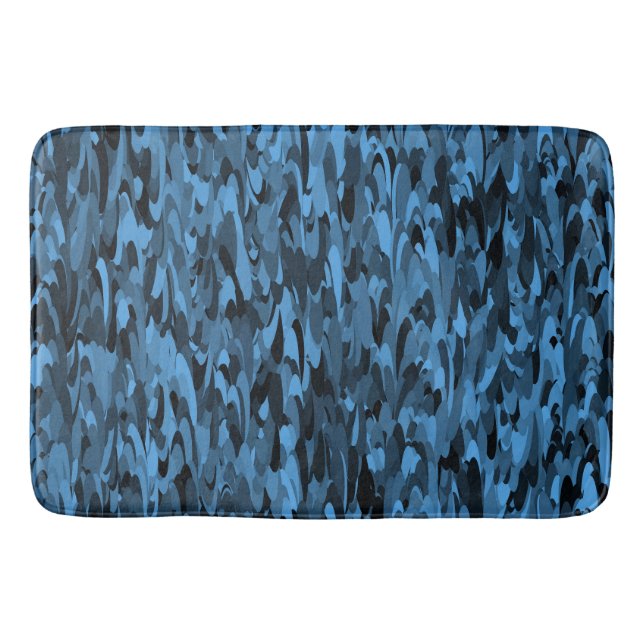 Abstract Pattern Blue Black Bath Mat (Front)