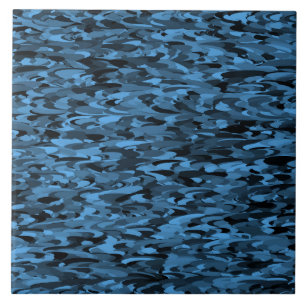Abstract Pattern Blue Black Ceramic Tile