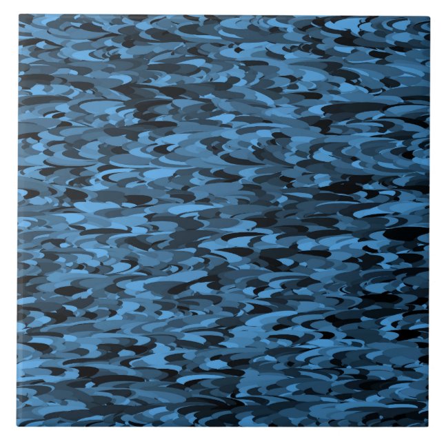 Abstract Pattern Blue Black Ceramic Tile (Front)