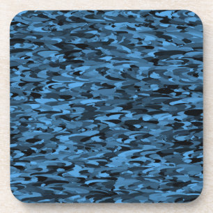 Abstract Pattern Blue Black Coaster