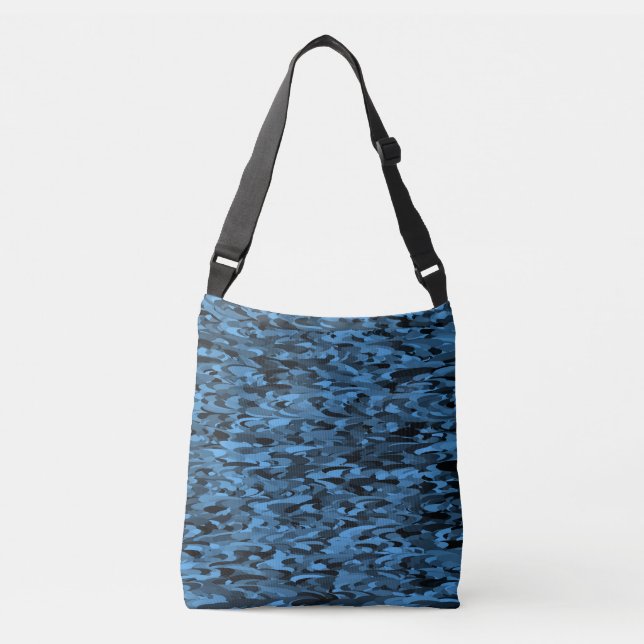 Abstract Pattern Blue Black Crossbody Bag (Front)