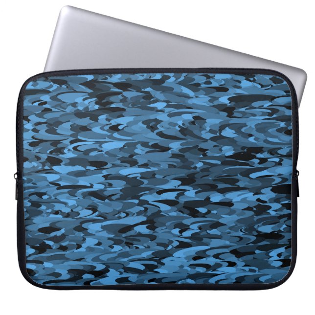Abstract Pattern Blue Black Electronics Bag (Front)