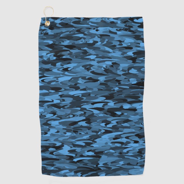 Abstract Pattern Blue Black Golf Towel (Front)