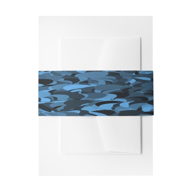 Abstract Pattern Blue Black Invitation Belly Band (Front Example)