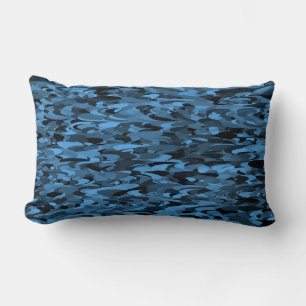 Abstract Pattern Blue Black Lumbar Cushion