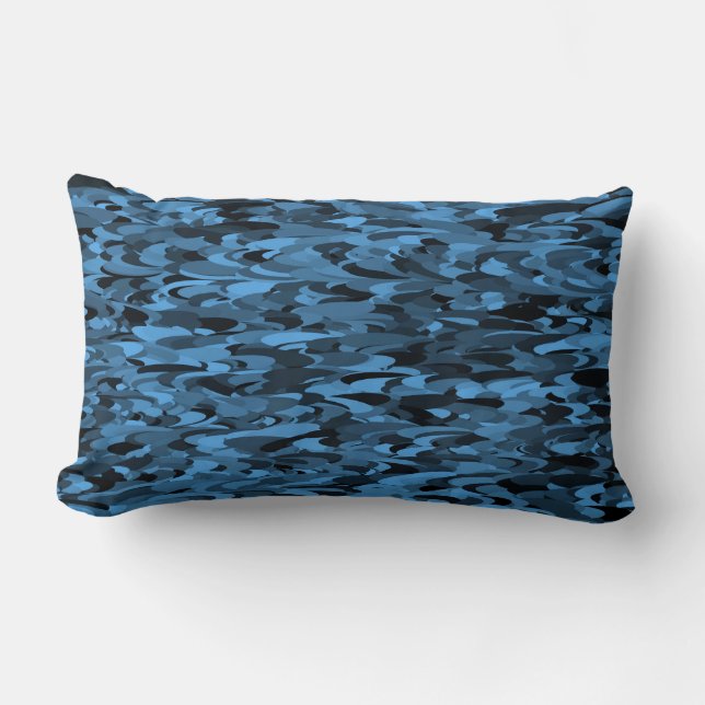 Abstract Pattern Blue Black Lumbar Cushion (Front)