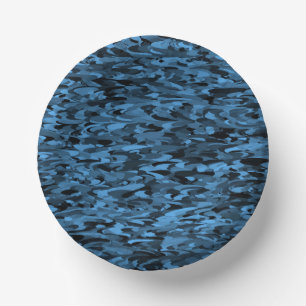 Abstract Pattern Blue Black Paper Plate