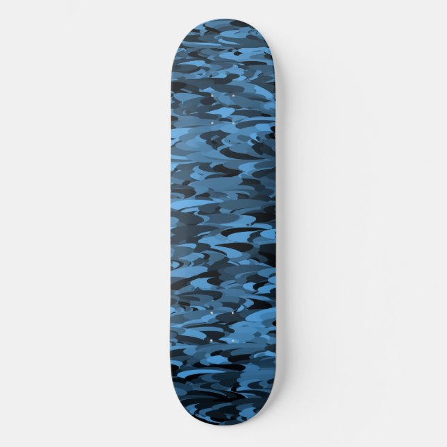 Abstract Pattern Blue Black Skateboard (Front)