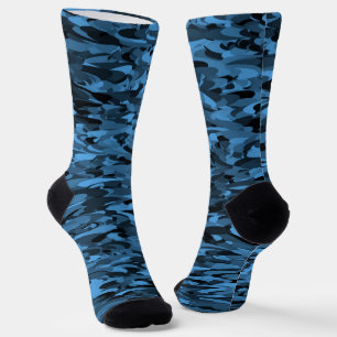 Abstract Pattern Blue Black Socks