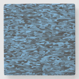 Abstract Pattern Blue Black Stone Coaster