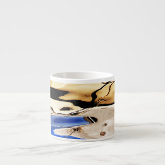 abstract pattern blue, tan and black espresso cup