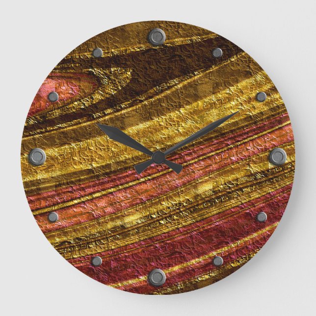 Abstract pattern ,brown and yellow , texture large clock (Front)