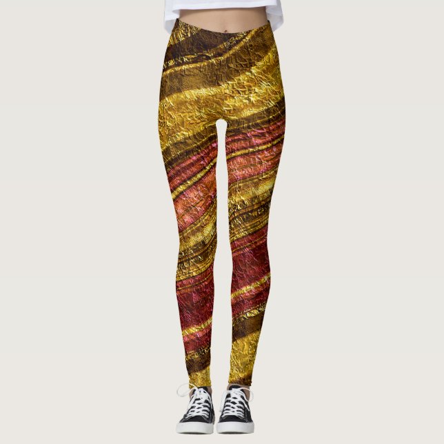 Abstract pattern ,brown and yellow , texture , red leggings (Front)