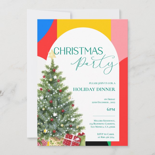 Abstract Pattern Christmas Party Invitation (Front)