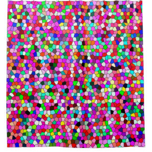 abstract pattern, coloured mosaic wallpaper, geome shower curtain