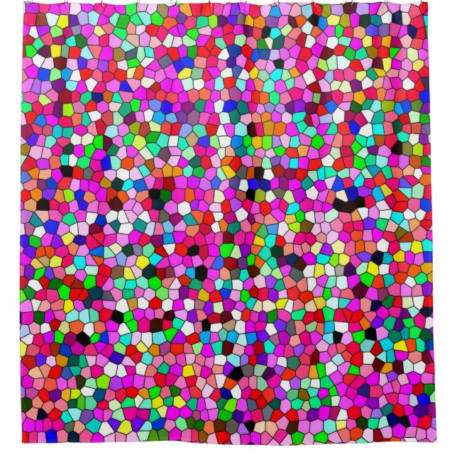 abstract pattern, coloured mosaic wallpaper, geome shower curtain (Front)