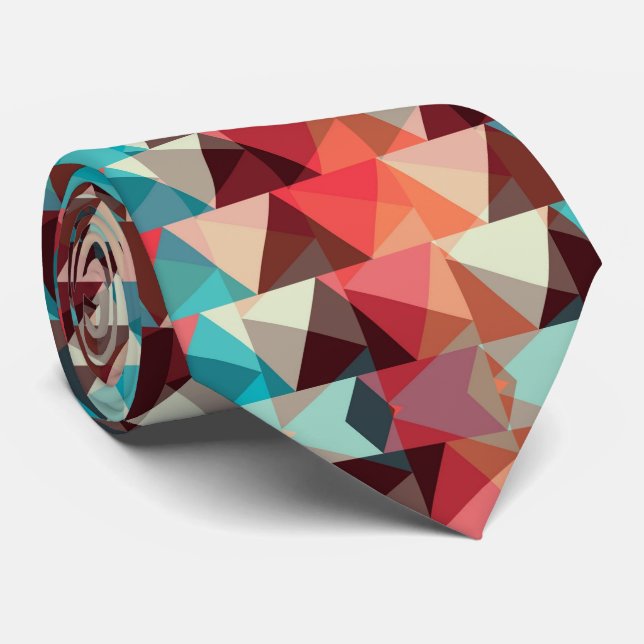 Abstract pattern | Colourful Triangle shapes Tie (Rolled)