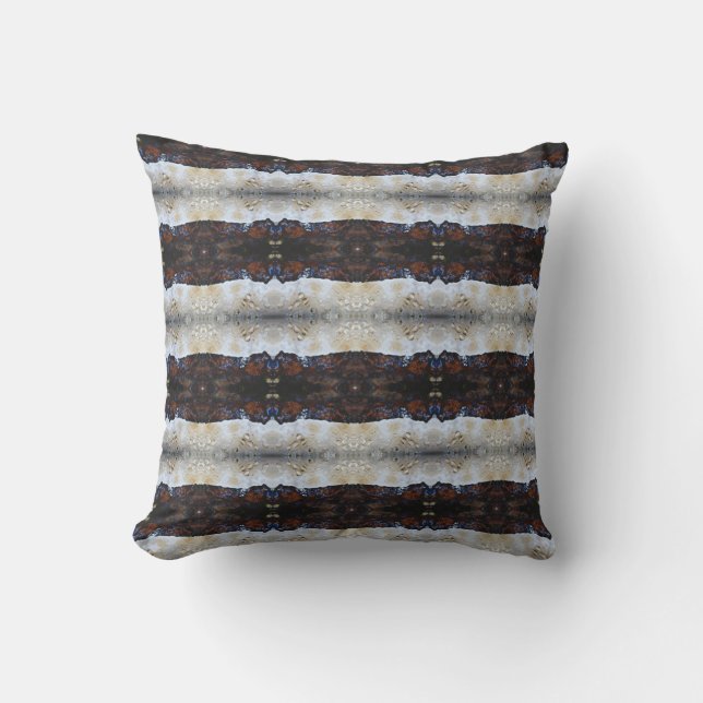 Abstract pattern cream off white black  brown cushion (Front)