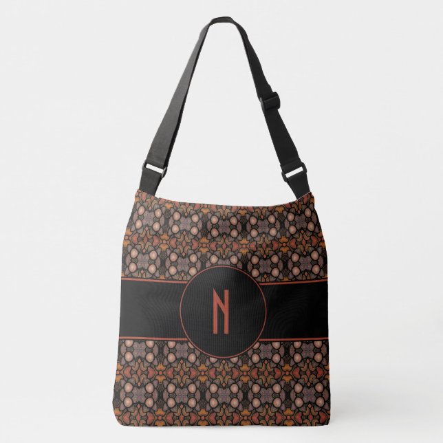 Abstract Pattern Custom Monogram Crossbody Bag (Front)