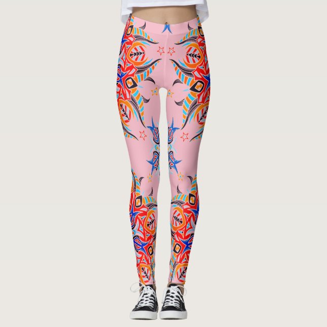 Abstract Pattern Design ( Pale Pink ) Leggings (Front)