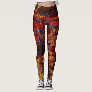 Abstract Pattern Design Red, Green Blue, Yellow Leggings