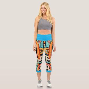 Abstract Pattern Geometric Forms Typography Capri Leggings