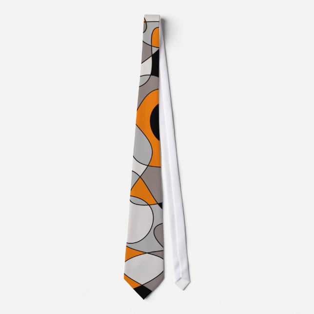 Abstract pattern - grey and orange. tie (Front)