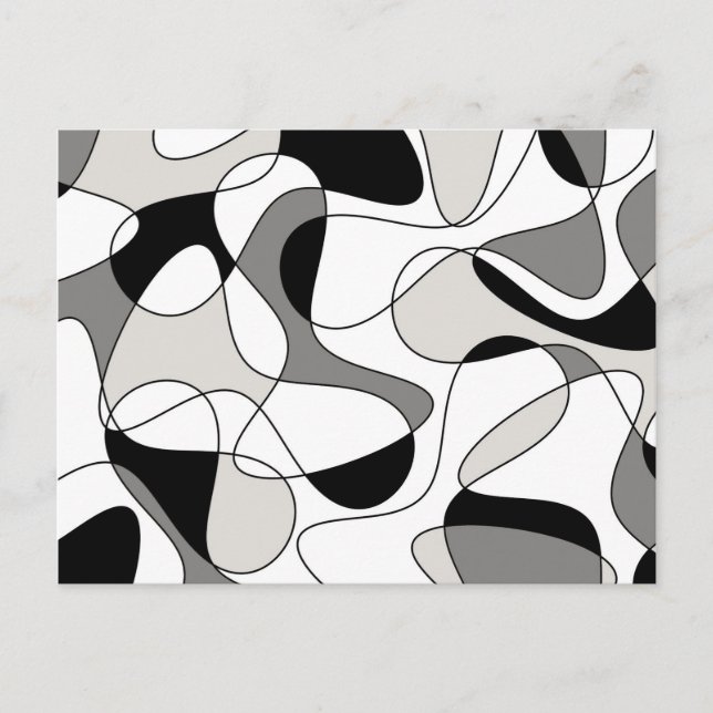 Abstract pattern - grey, black and white. postcard (Front)