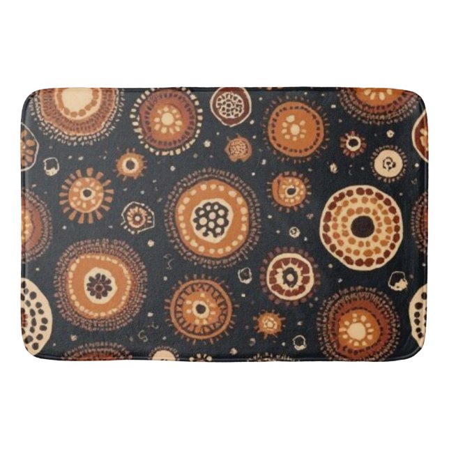 Abstract Pattern in Black, Browns, and Rust Bath Mat (Front)